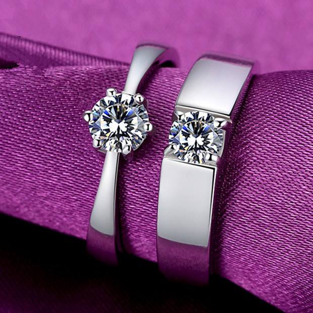 Picture of Diamond Design Couple Ring Set | Anniversary Gift | 1 Pair - Silver