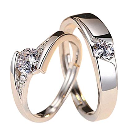 Picture of Diamond Design Couple Ring Set | Anniversary Gift | 1 Pair - Silver