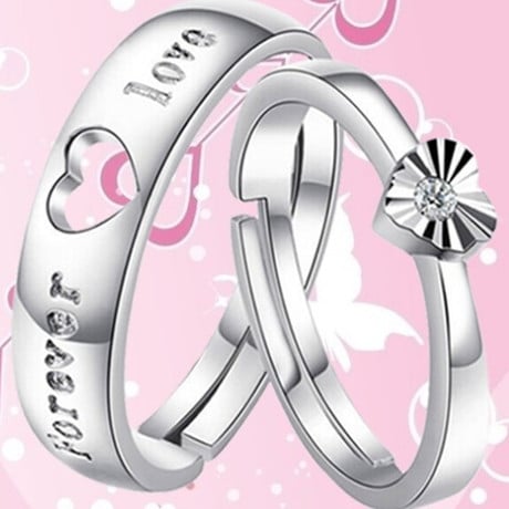 Picture of Diamond Design Couple Ring Set | Anniversary Gift | 1 Pair - Silver