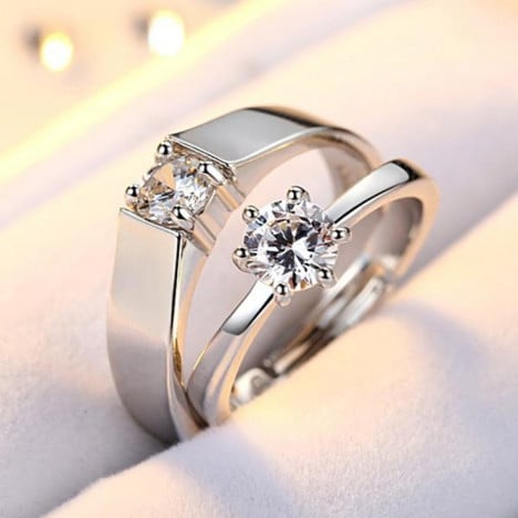 Picture of Beautiful Couple Ring | Engagement Wedding Ring - Silver
