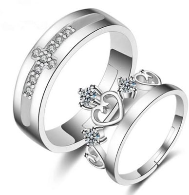 Picture of Fashion Matching Couple Ring | Engagement Wedding Jewelry - Silver