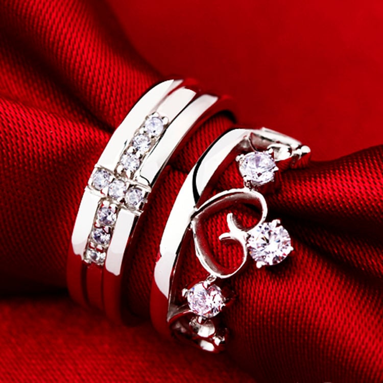 Picture of Fashion Matching Couple Ring | Engagement Wedding Jewelry - Silver