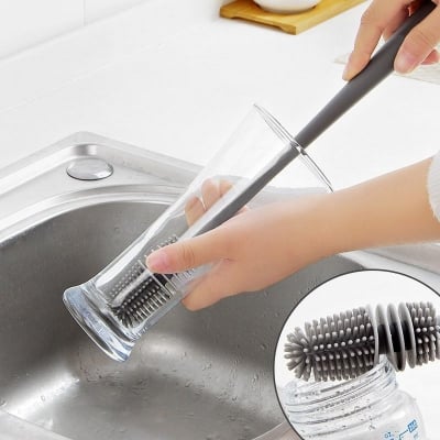 Picture of Long Bottle Cleaning Brush for Washing Water Bottle, Narrow Neck Containers, Hydro Flask, Vacuum Sports Bottle, Vase and Glassware