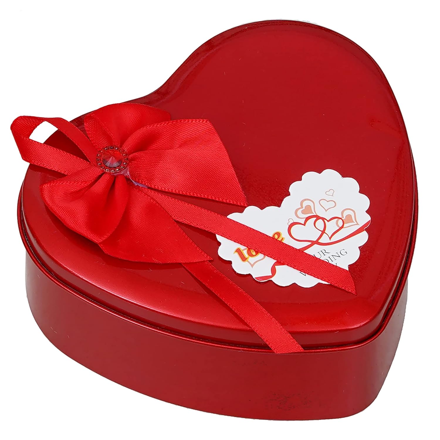 Picture of Heart-Shaped Red Box with Teddy and Roses Valentine Day Best Love Gift for Girlfriend