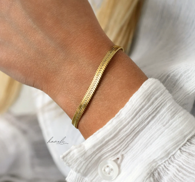 Picture of Elegant Gold Color Chain Bracelet for Women - Golden