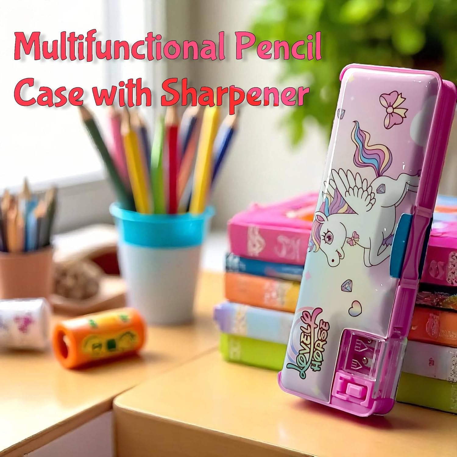 Picture of Pop Up Pencil Case for Kids, Multifunction Stationery Organiser with Sharpener and Schedule, Boys and Girls