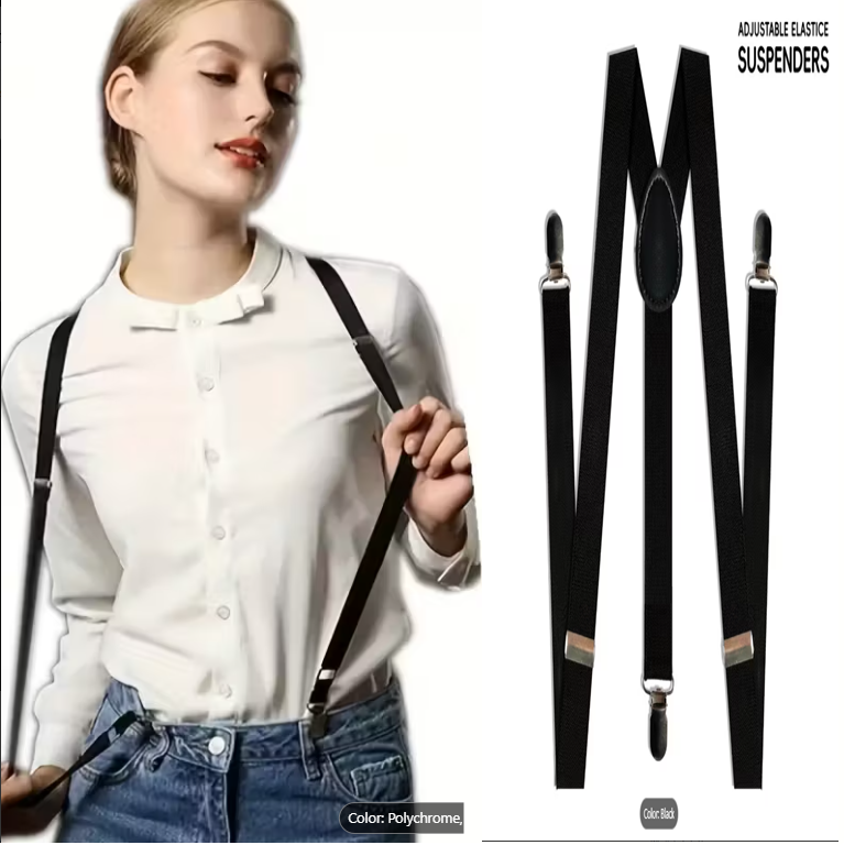 Picture of Premium women~s Suspenders Strong Clip Elastic Braces for Pants - Black
