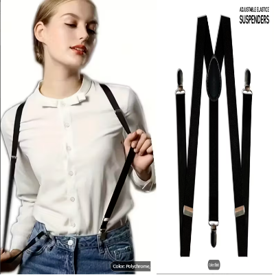 Picture of Premium women~s Suspenders Strong Clip Elastic Braces for Pants - Black