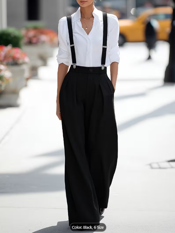 Picture of Premium women~s Suspenders Strong Clip Elastic Braces for Pants - Black