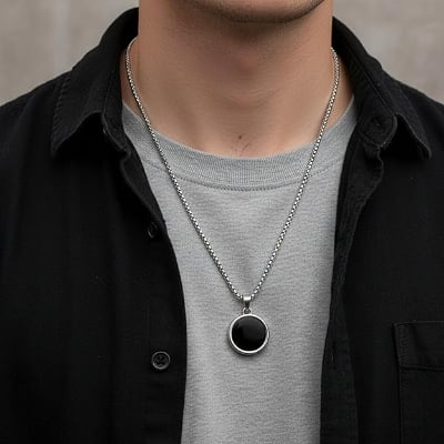 Picture of Square Natural Stone Stainless Steel Golden Metal Chain For Men