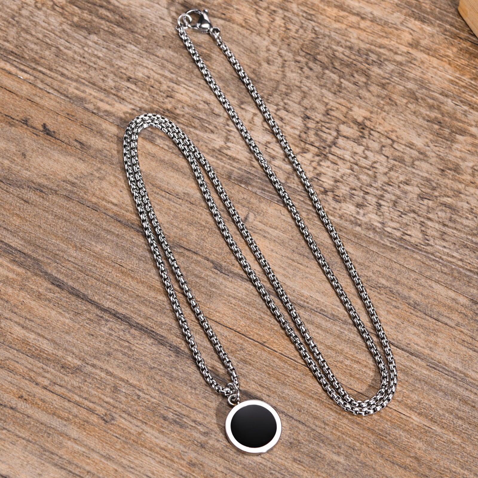 Picture of Square Natural Stone Stainless Steel Golden Metal Chain For Men