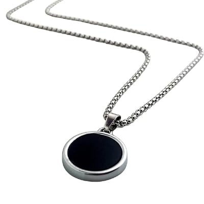 Picture of Square Natural Stone Stainless Steel Golden Metal Chain For Men