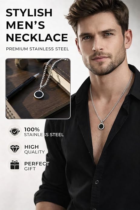 Picture of Square Natural Stone Stainless Steel Golden Metal Chain For Men