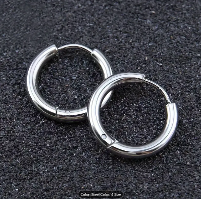 Picture of Silver Stainless Steel Small Hoop Earrings for Women - Silver