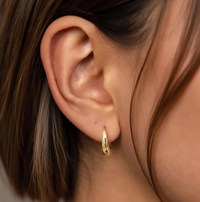 Picture of Gold Hoop Earrings and Cartilage Ear Cuff Set for Women – Minimalist Style - Gold