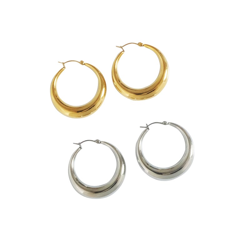 Picture of Gold Hoop Earrings and Cartilage Ear Cuff Set for Women – Minimalist Style - Gold