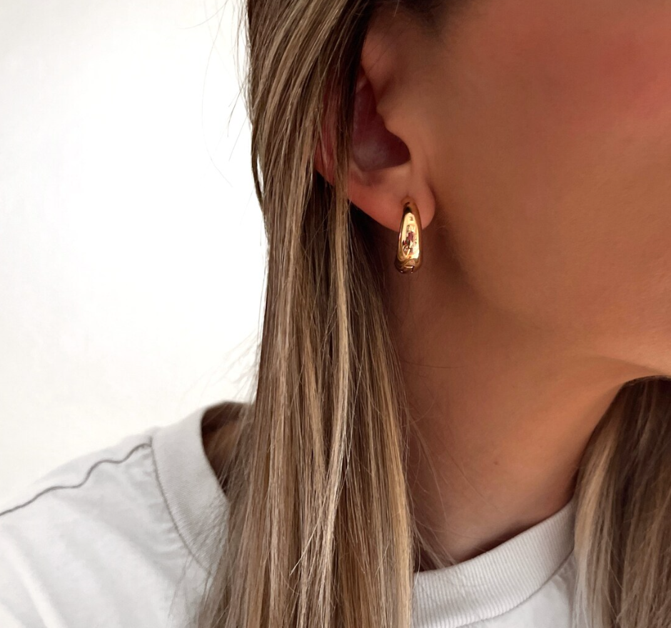 Picture of Gold Hoop Earrings and Cartilage Ear Cuff Set for Women – Minimalist Style - Gold