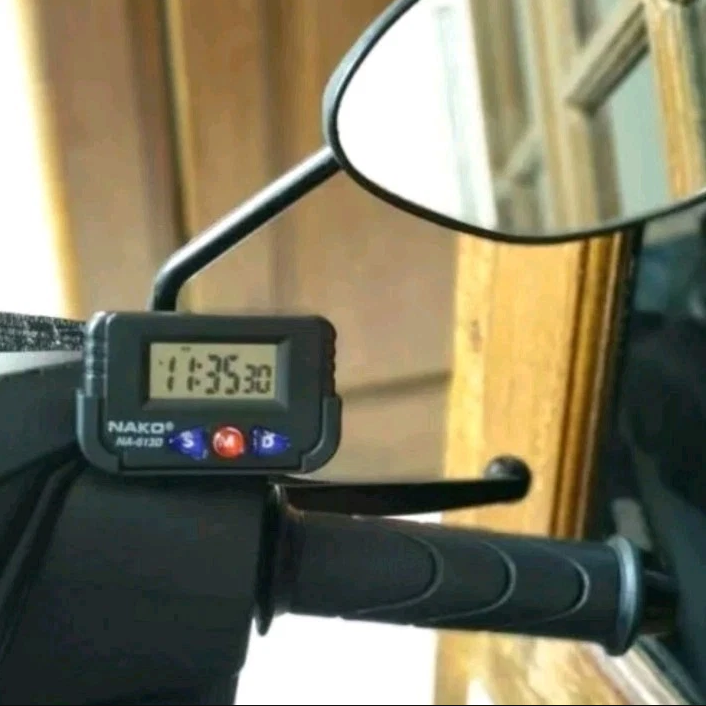 Picture of Bike Handlebar Digital Clock NA-613D Waterproof Motorcycle Watch - Black