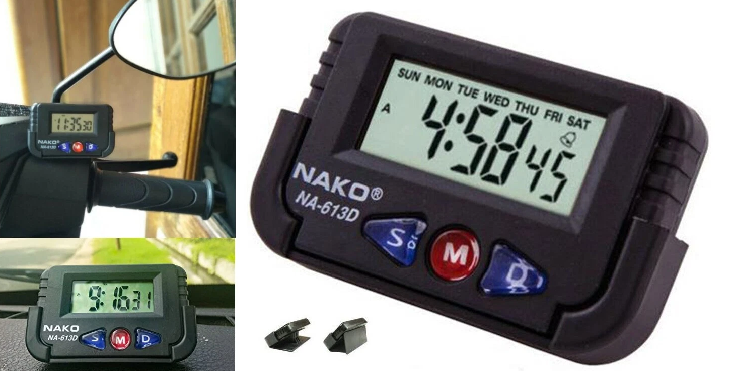 Picture of Bike Handlebar Digital Clock NA-613D Waterproof Motorcycle Watch - Black