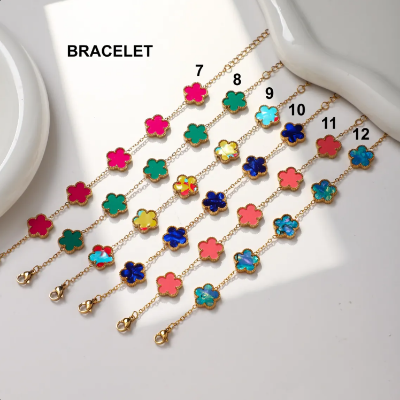 Picture of Trendy Four Leaf Clover Bracelet for Women - Gold Plated Black Bracelet