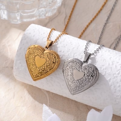 Picture of Heart Shape Photo Locket Necklace | Romantic Gift for Lover | Premium Quality Jewelry