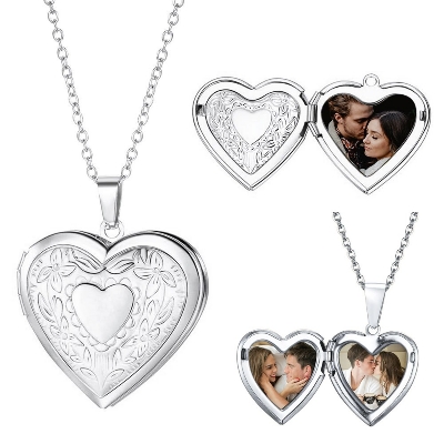 Picture of Love Heart Locket Necklace with Photo Inside | Couple Gift Item