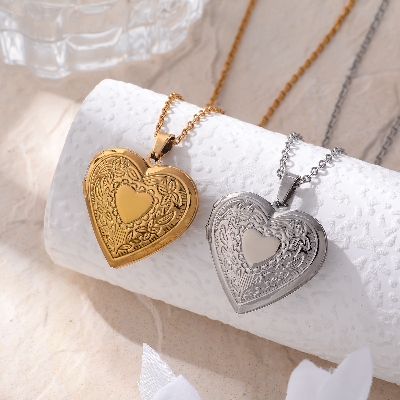 Picture of Love Heart Locket Necklace with Photo Inside | Couple Gift Item