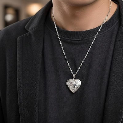 Picture of Love Heart Locket Necklace with Photo Inside | Couple Gift Item