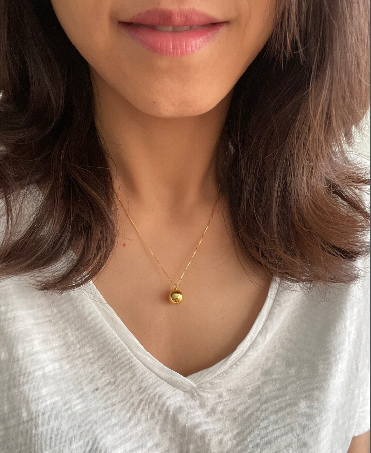 Picture of Luxury Golden Ball Pendant Chain | Trendy Necklace for Girls & Women