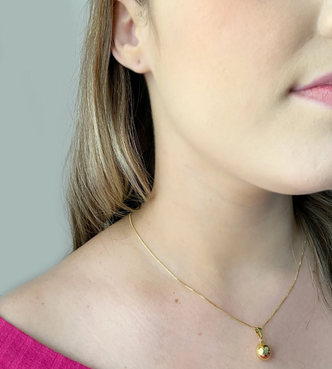 Picture of Luxury Golden Ball Pendant Chain | Trendy Necklace for Girls & Women