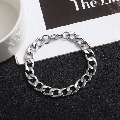 Picture of Premium Silver Plated Chain & Bracelet for Men | Cuban Link Design