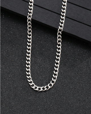 Picture of Premium Silver Plated Chain & Bracelet for Men | Cuban Link Design