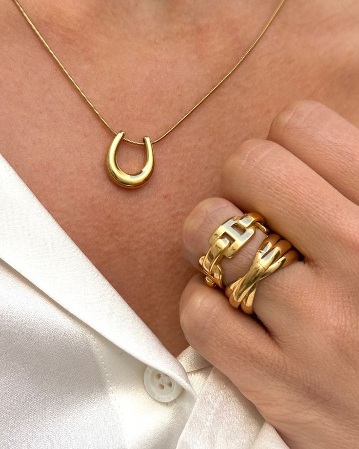 Picture of 💫 Stylish Gold Chain with U Pendant | Simple & Classy Look