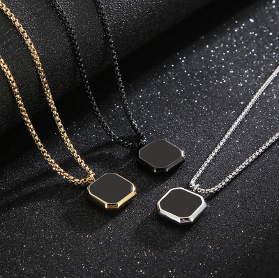 Picture of Trendy Double Circle Pendant Chain for Men | Durable Stainless Steel Necklace