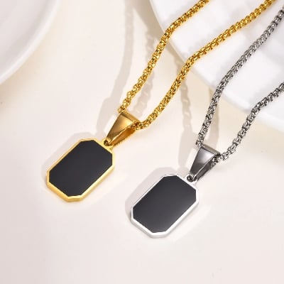 Picture of Trendy Double Circle Pendant Chain for Men | Durable Stainless Steel Necklace