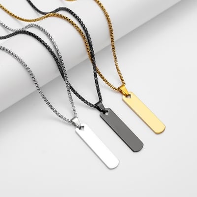 Picture of Modern Double Ring Necklace for Men | Elegant Steel Chain Jewelry