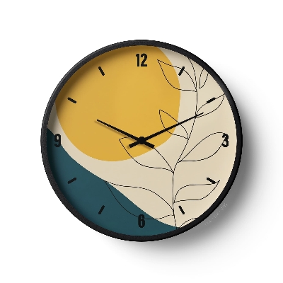 Picture of Floral Wall Clock Boho Minimalist Sun And Leaves-0153