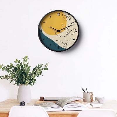Picture of Floral Wall Clock Boho Minimalist Sun And Leaves-0153