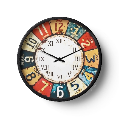 Picture of Classic Wall Clock Vintage License Plate Mosaic Edition-0159