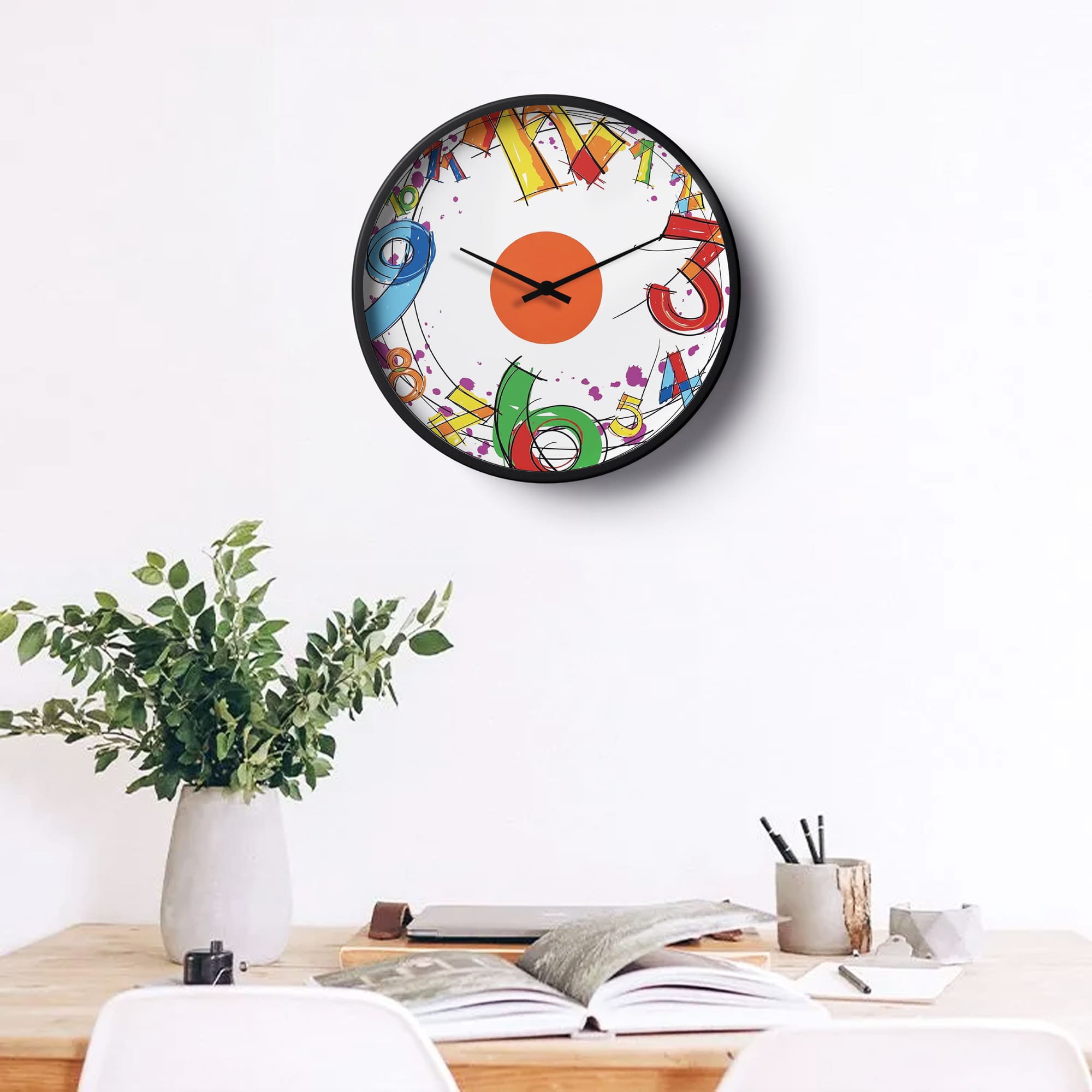 Picture of Abstract Wall Clock Multi Color Sketch Graffiti Edition-0157