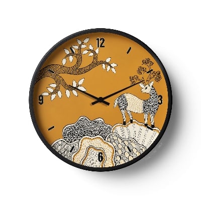 Picture of Children Wall Clock Woodland Deer Folk Art Edition-0155