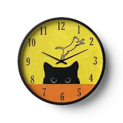 Picture of Children Wall Clock Peekaboo Black Cat Edition-0152