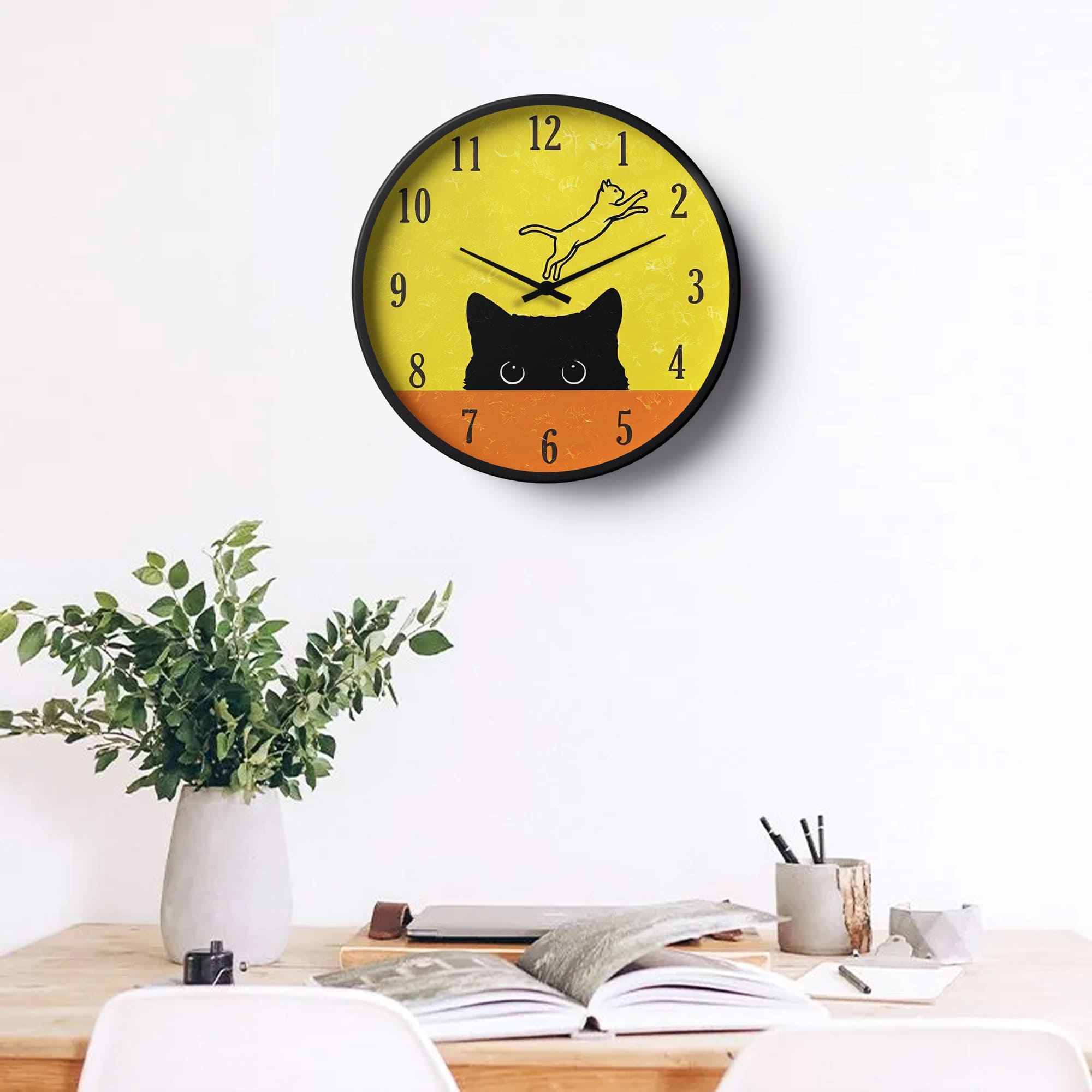 Picture of Children Wall Clock Peekaboo Black Cat Edition-0152