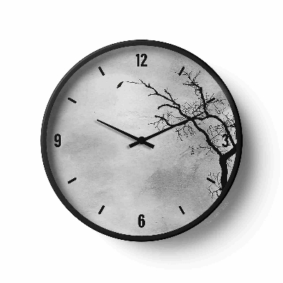 Picture of Artistic Wall Clock Silhouette Tree Branch Monochrome Design Art-0020