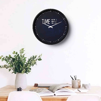 Picture of Motivational Wall Clock Time Quote Minimal Dark Blue Design Mot-0149
