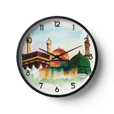Picture of Islamic Wall Clock Kaaba Masjid Al Haram Masjid Nabawi Isl-0136