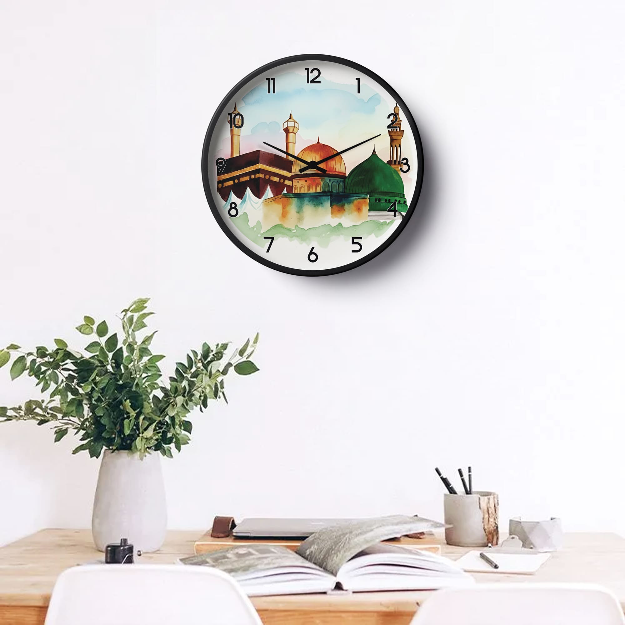 Picture of Islamic Wall Clock Kaaba Masjid Al Haram Masjid Nabawi Isl-0136