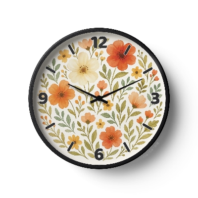 Picture of Floral Wall Clock Orange Botanical Flr-0135