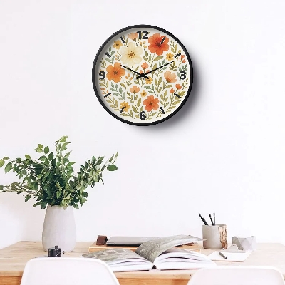 Picture of Floral Wall Clock Orange Botanical Flr-0135