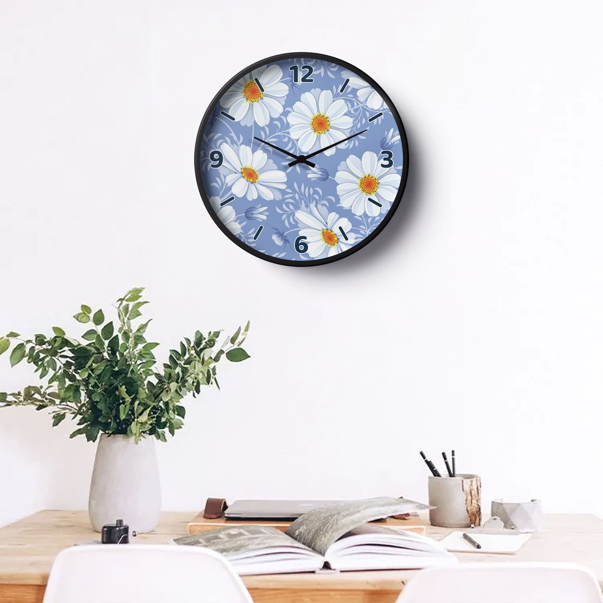 Picture of Blue Daisy Floral Wall Clock Flr